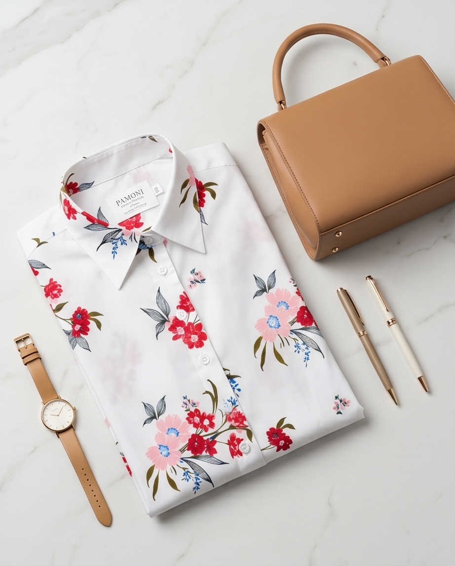 AWCTA Women’s Floral Cotton Slim Fit Shirt