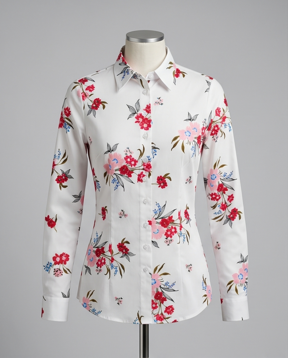 AWCTA Women’s Floral Cotton Slim Fit Shirt