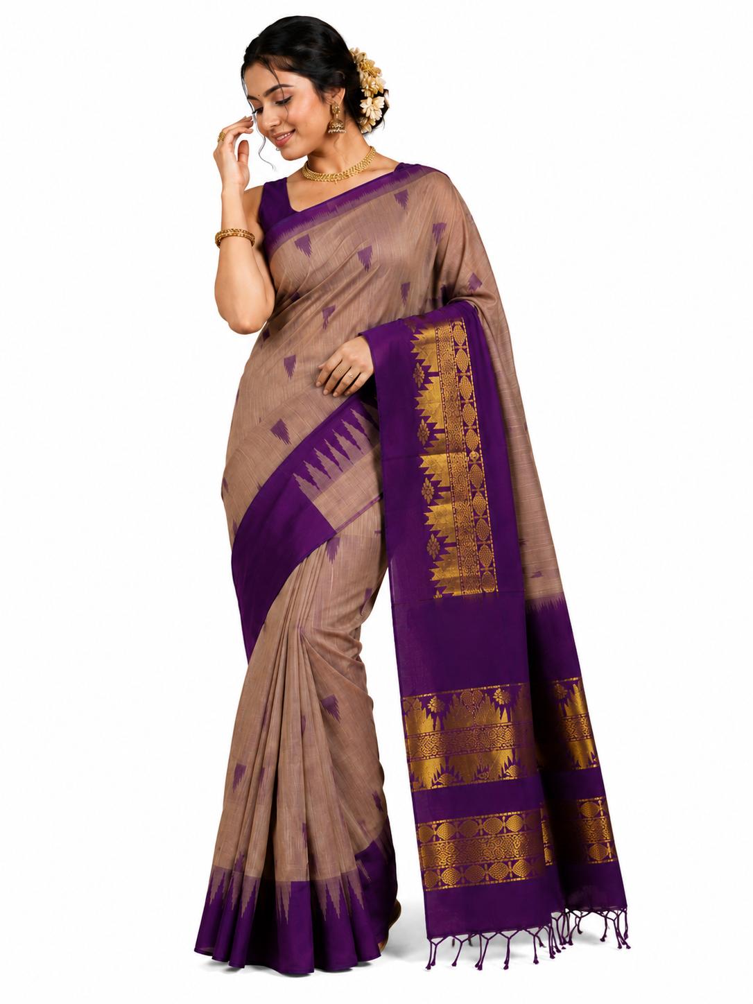 AWCTA Kalyani Cotton Sarees with Zari Border | Traditional Indian Cotton Sarees