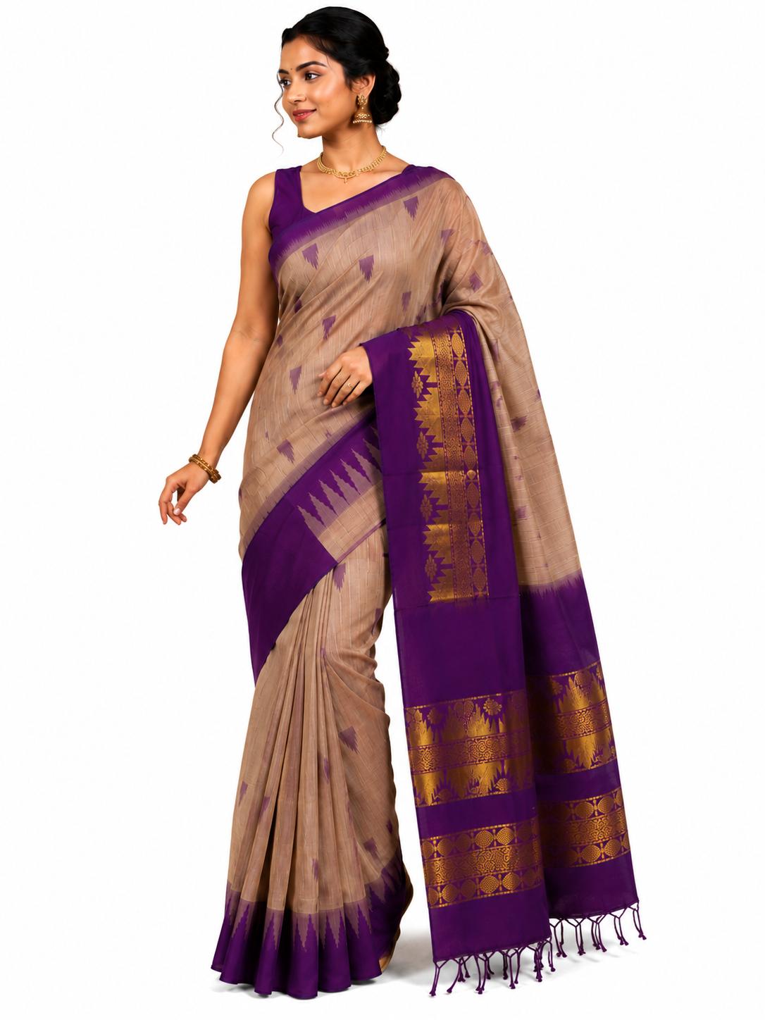AWCTA Kalyani Cotton Sarees with Zari Border | Traditional Indian Cotton Sarees
