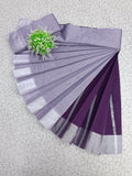 AWCTA Lavender Cotton Silk Saree with Silver Border & Purple Pallu
