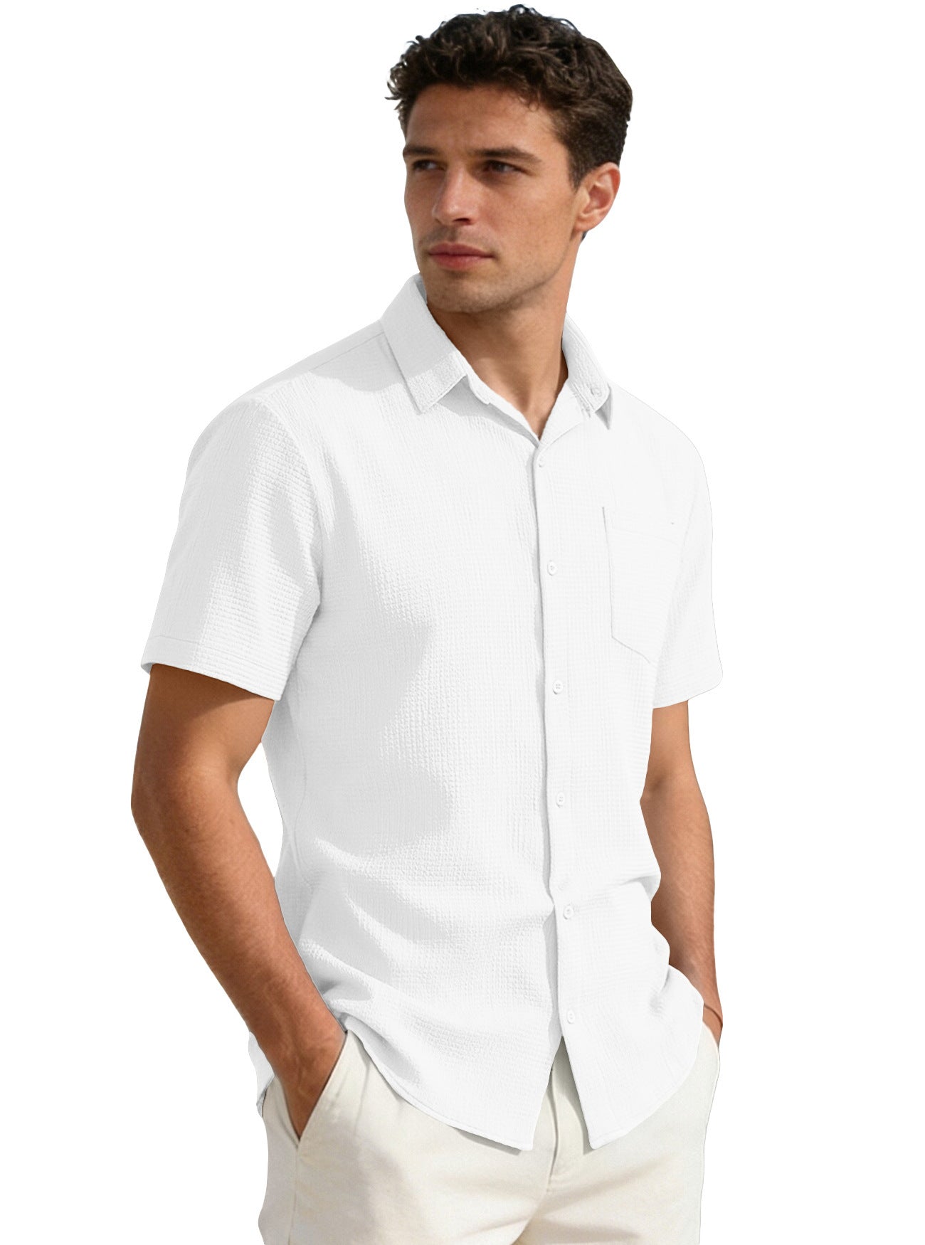 AWCTA Men's Business Casual Short Sleeve Shirt – Awcta