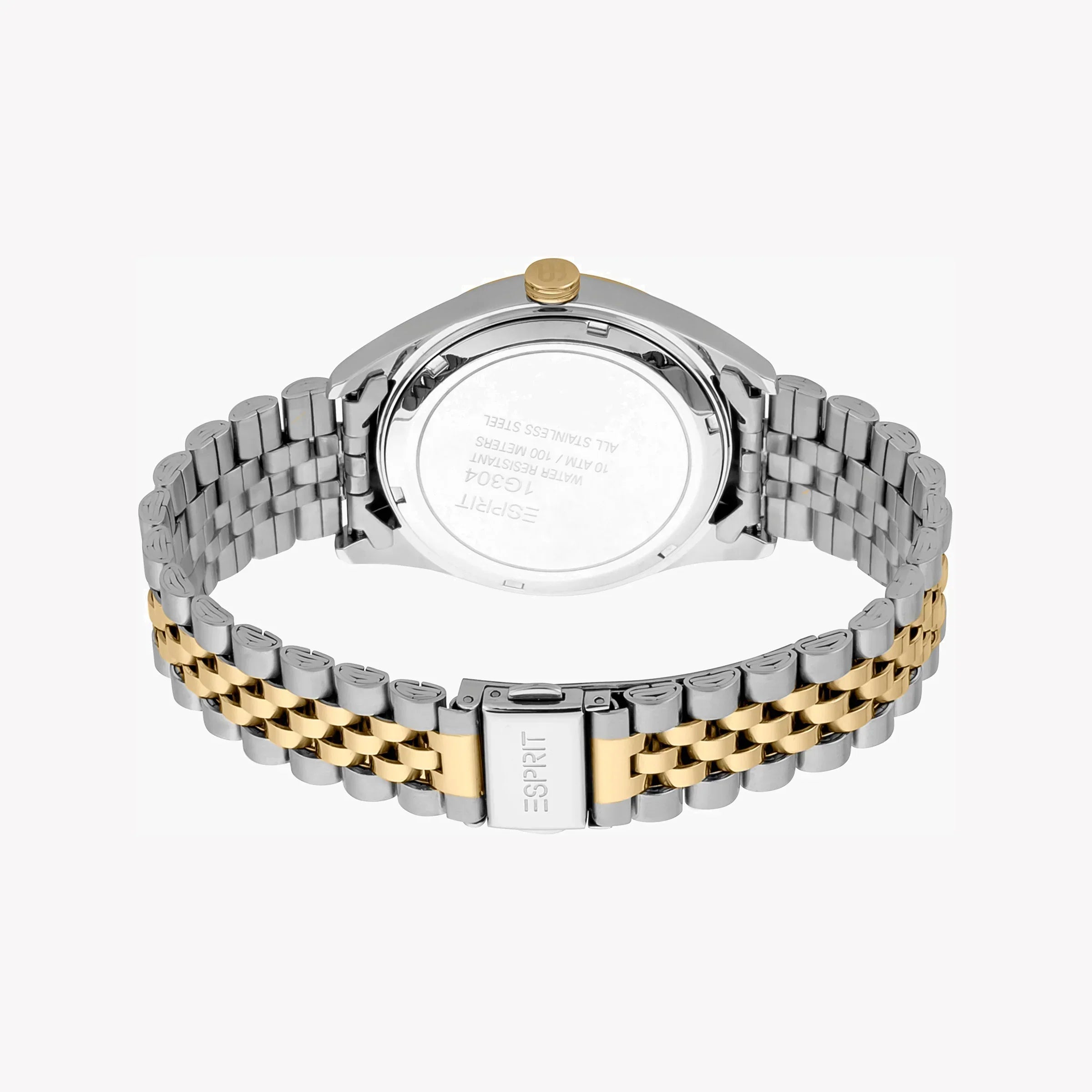 Esprit Men's Silver & Gold Stainless Steel Watch, Black Dial | Es1g250m0045