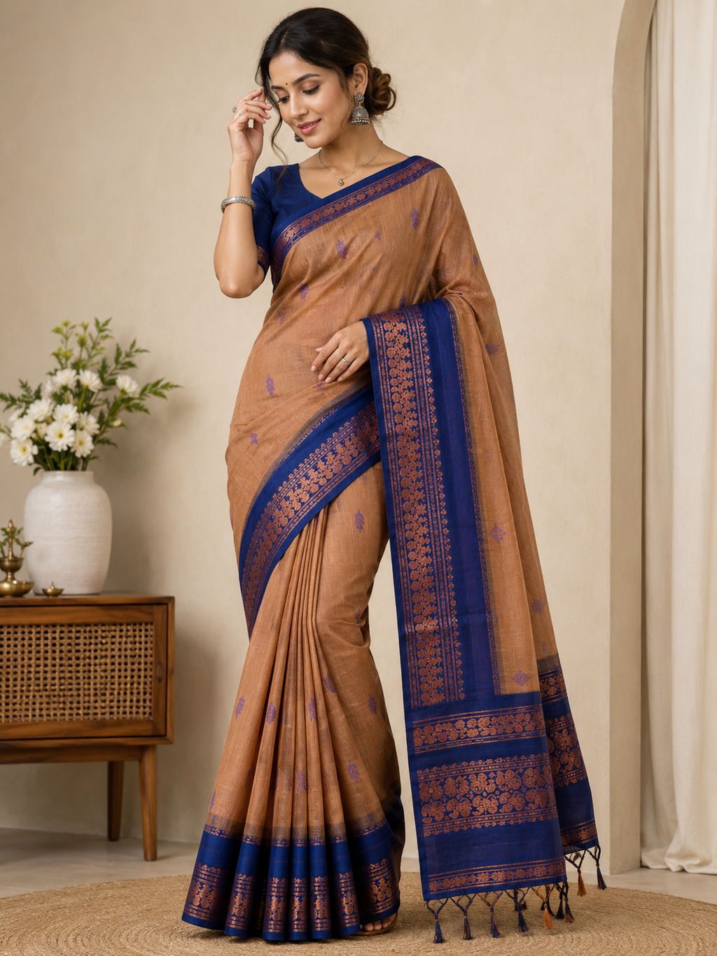 AWCTA Kalyani Cotton Sarees with Zari Border | Traditional Indian Cotton Sarees