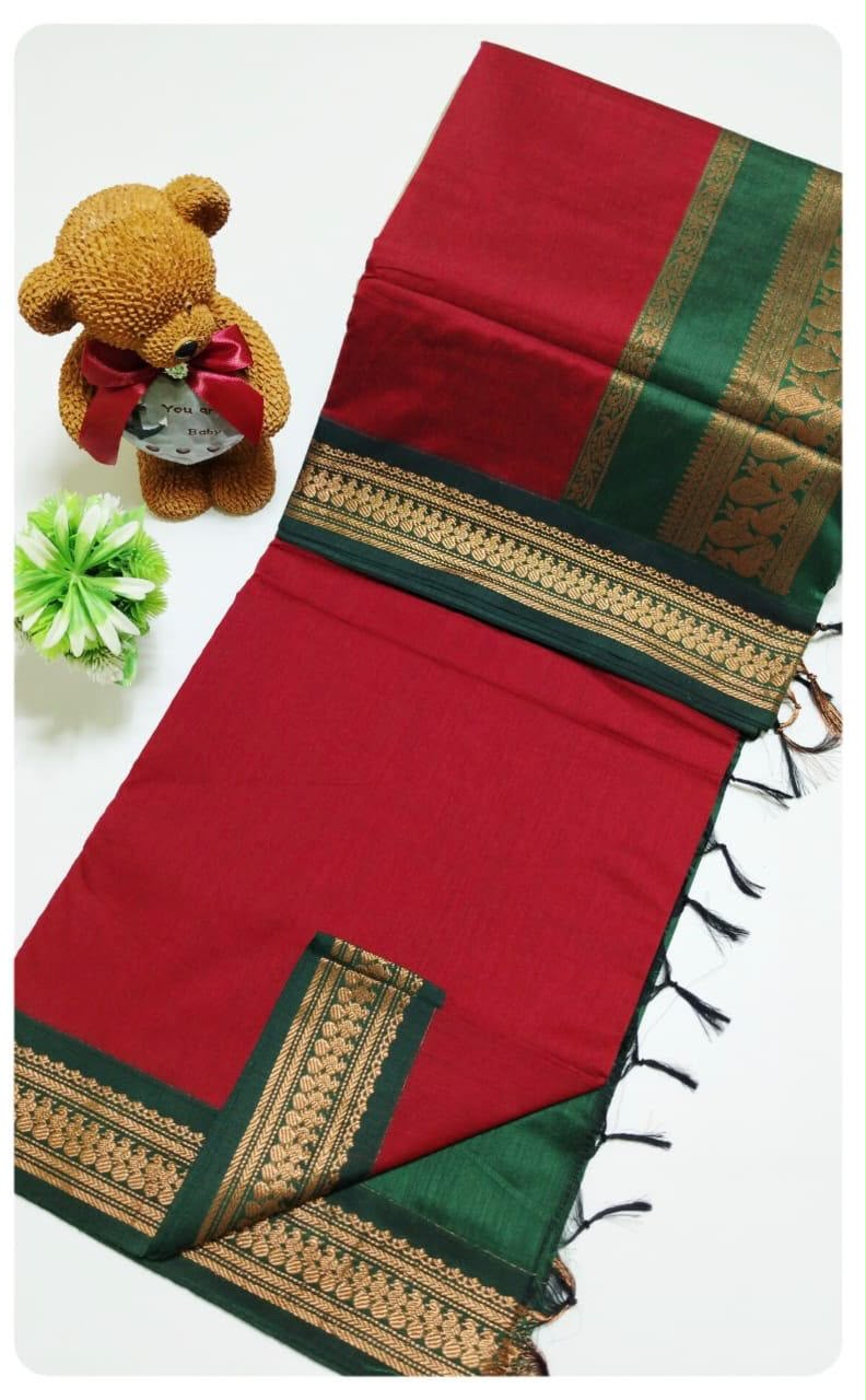 AWCTA Kalyani Cotton Sarees with Zari Border | Traditional Indian Cotton Sarees