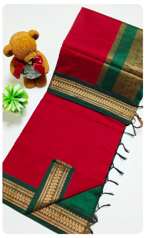 AWCTA Kalyani Cotton Sarees with Zari Border | Traditional Indian Cotton Sarees