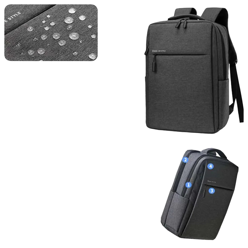 AWCTA 17.3” Waterproof Laptop Backpack – Large Capacity Travel & Business Bag | Dark Grey