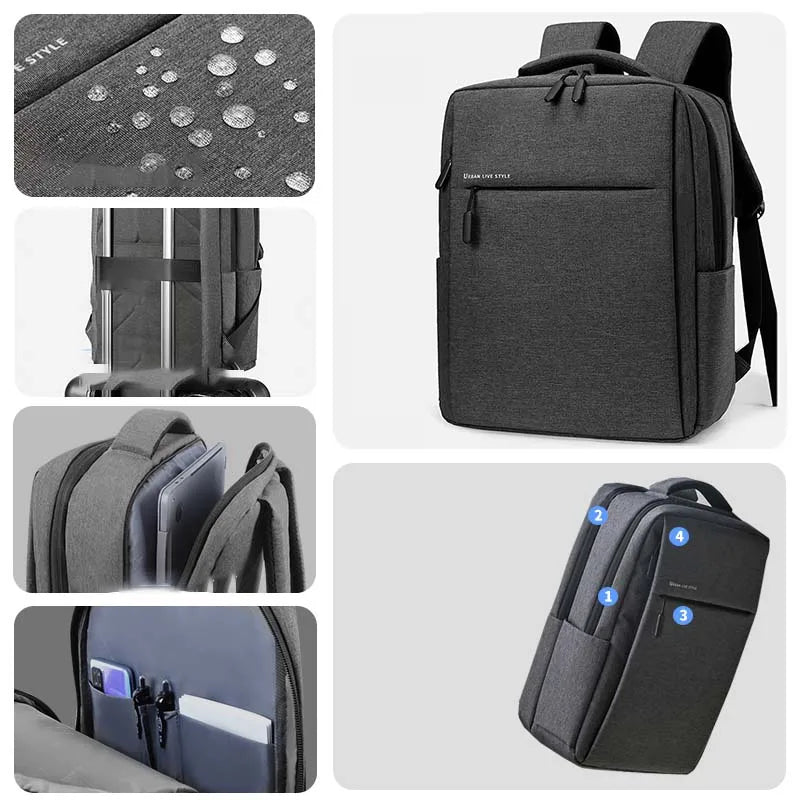 AWCTA 17.3” Waterproof Laptop Backpack – Large Capacity Travel & Business Bag | Dark Grey