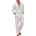 AWCTA Men's Cotton Linen Shirt & Pants Set