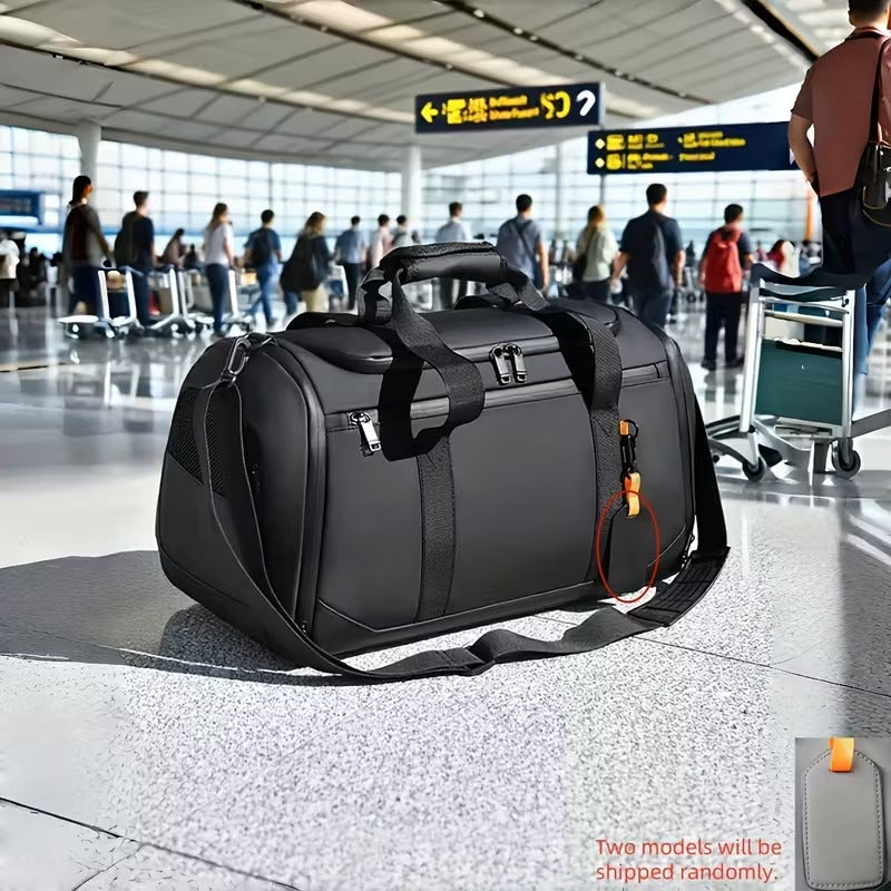Large Nylon Travel Bag with Shoe Compartment – Black | AWCTA