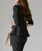 AWCTA Elegant Peplum Top with Short Sleeves