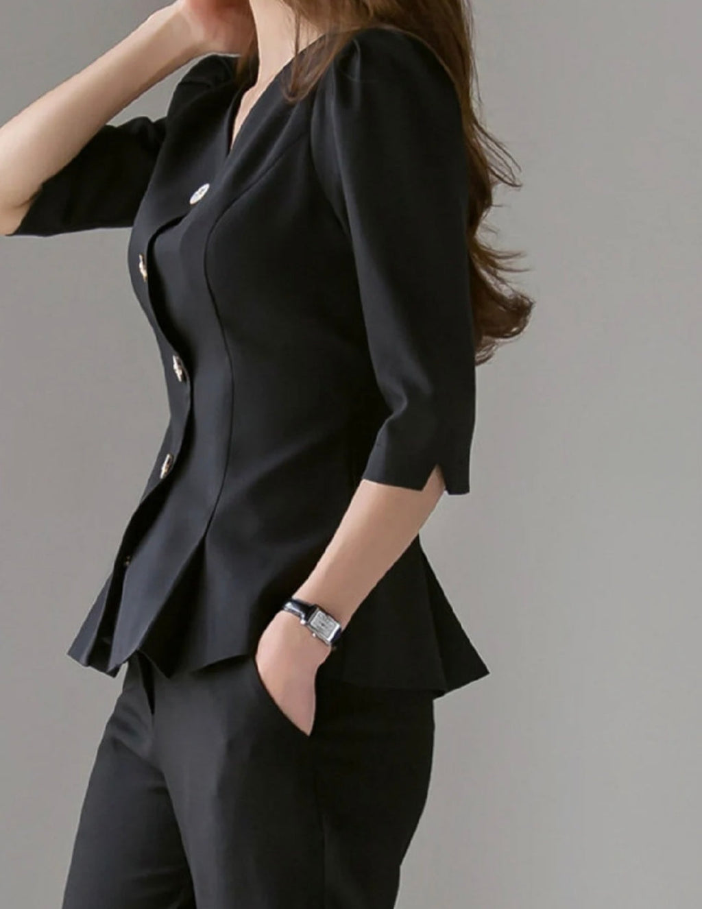AWCTA Elegant Peplum Top with Short Sleeves