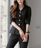 AWCTA Elegant Peplum Top with Short Sleeves