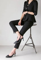 AWCTA Elegant Peplum Top with Short Sleeves